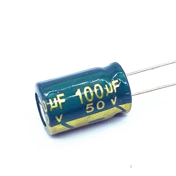 20Pcs/lot הוג ' Frequentie Lage Impedantie 50V 100Uf אלומיניום Elektrolytische Condensator Maat 8*12 100Uf 20%